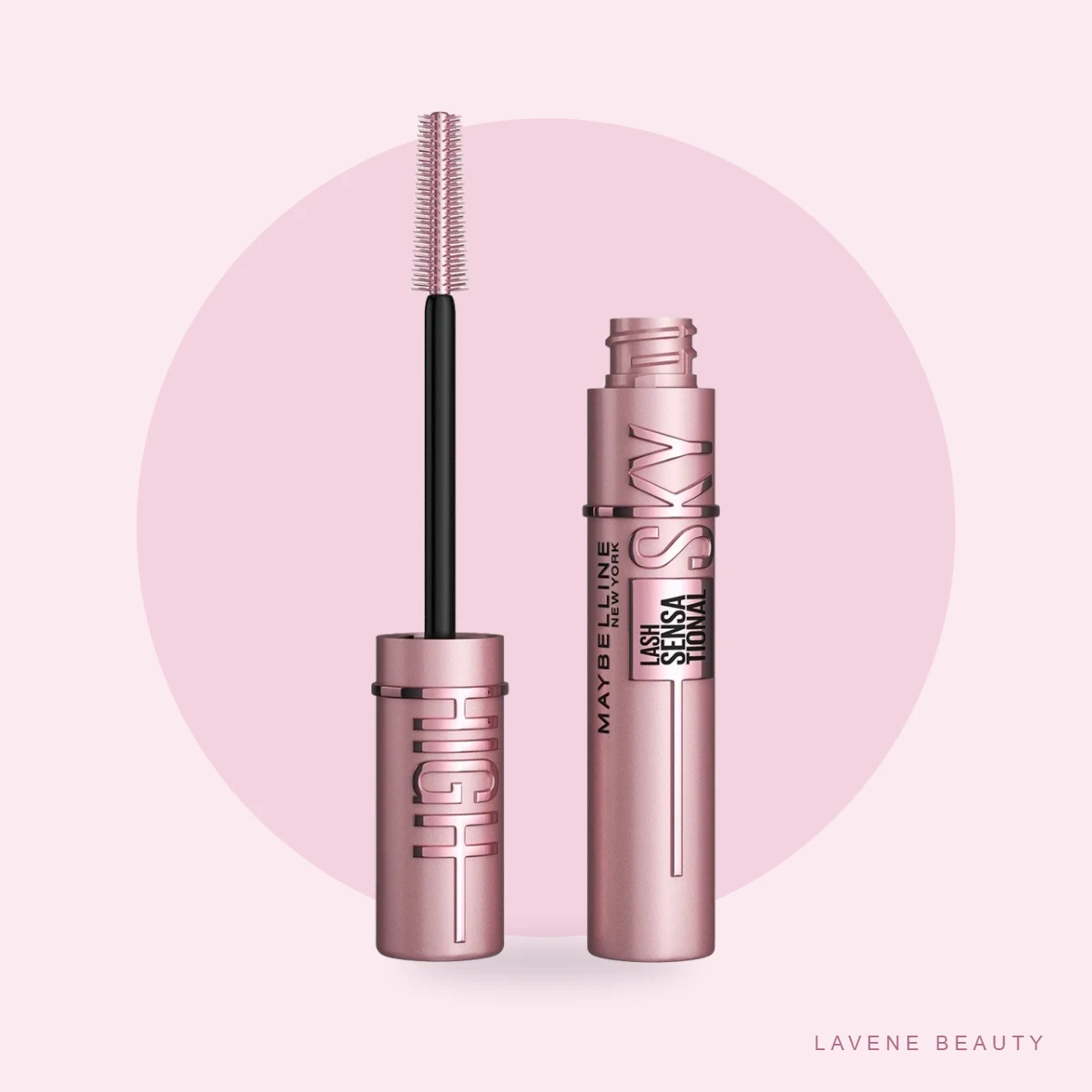 ریمل حجم‌دهنده و بلندکننده میبلین مدل اسکای های Lash Sensational Sky High قابل شست‌وشو رنگ مشکی عمیق Blackest Black